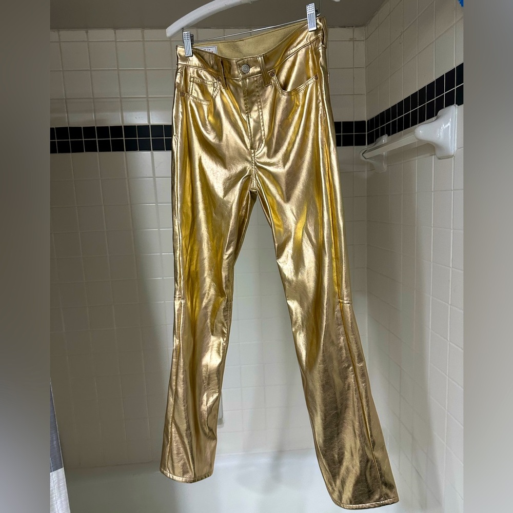 metallic gold vintage slim pants